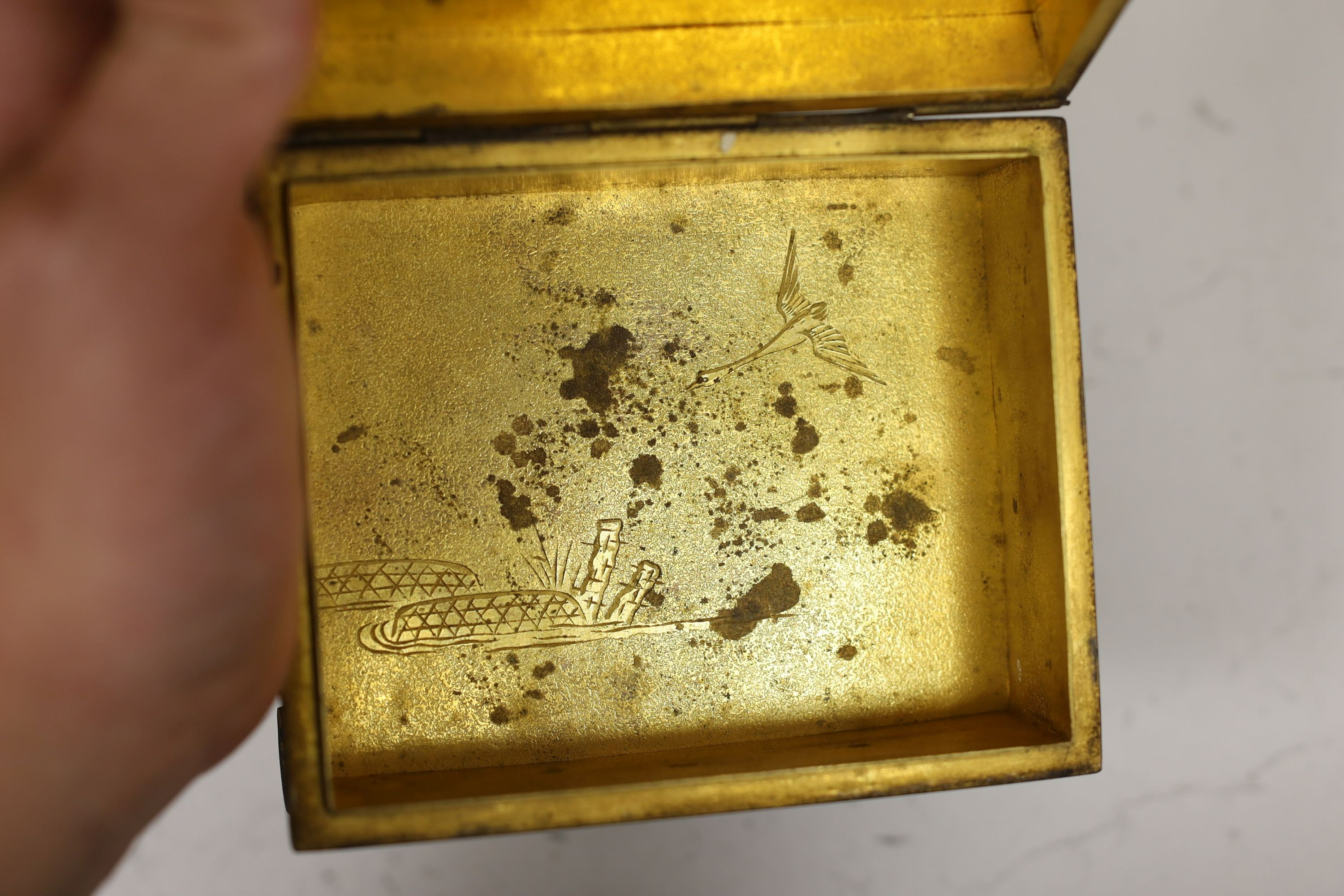 A Japanese Meiji period cloisonné enamel box, 12cm wide